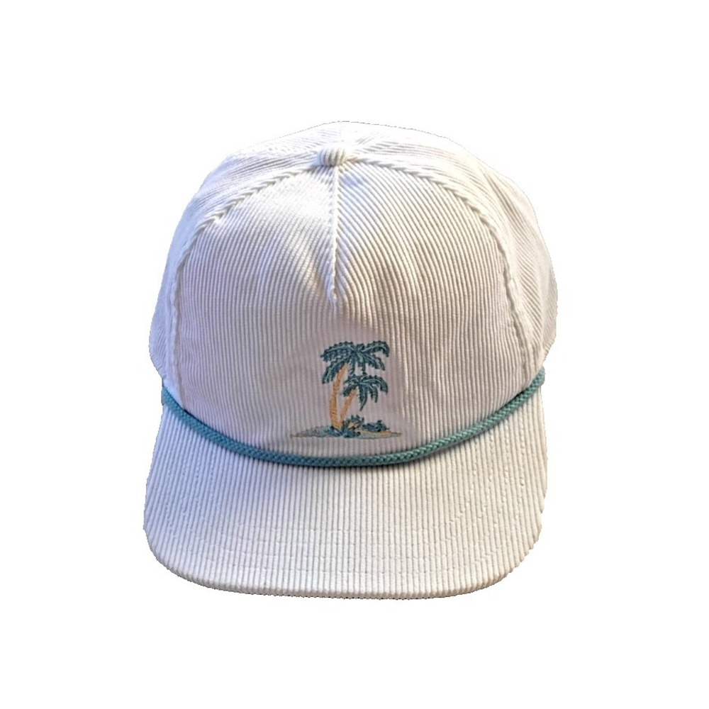 Quicksilver "No Vacancy" Corduroy Adjustable Strapback Hat Palm Tree Embroidery